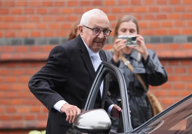 Eriksson's father Sven, aged 95, arrives for his son's funeral