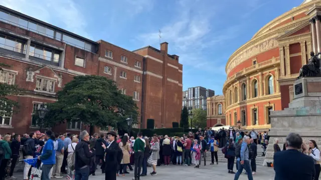 A queue outside the Royal Albert Hall