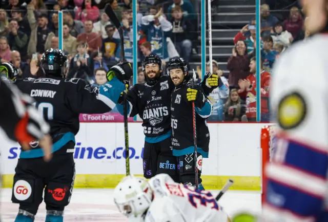 Giants celebrate a goal from JJ Piccinich