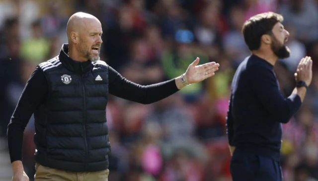 Erik ten Hag looks on