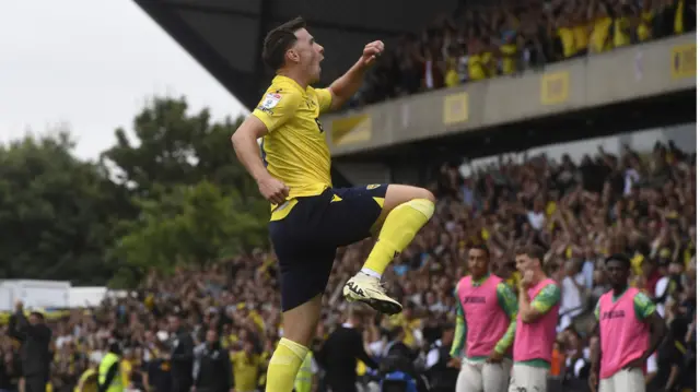 Mark Harris celebrates his goal against Norwich