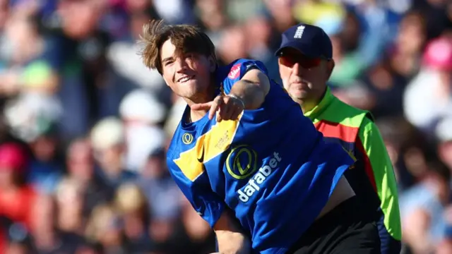 James Coles bowling for Sussex