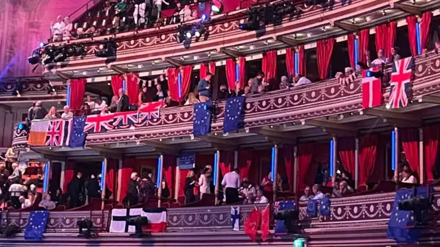 Flags amongst the crowd at the Last Night of the Proms