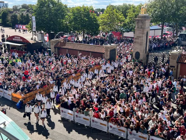 England players walking in