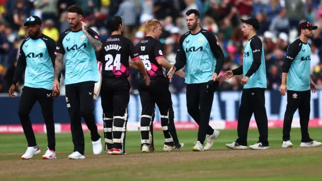 Somerset celebrate beating Surrey