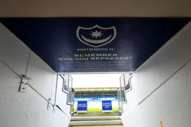 general view of the players tunnel looking towards the pitch ahead of the Sky Bet Championship match between Portsmouth FC and West Bromwich Albion FC