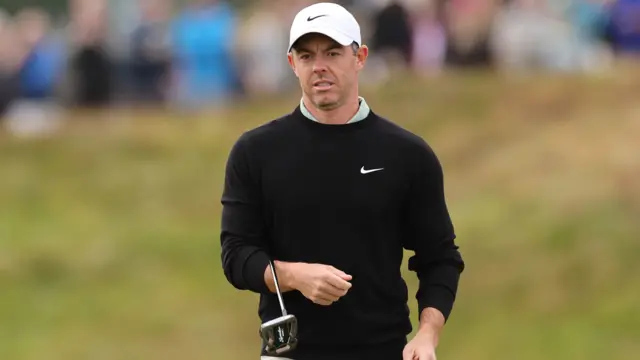 Rory McIlroy on the first green at Royal County Down