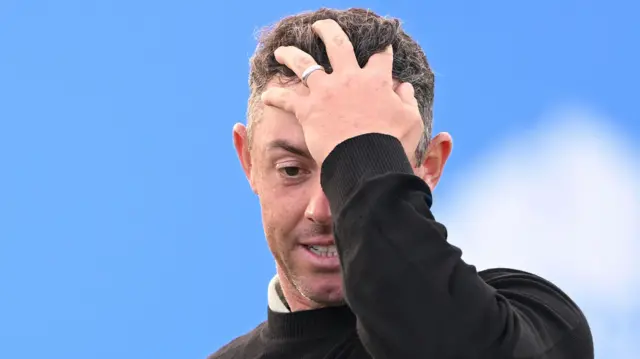 Rory McIlroy shows his disappointment after being pipped for the Irish Open title