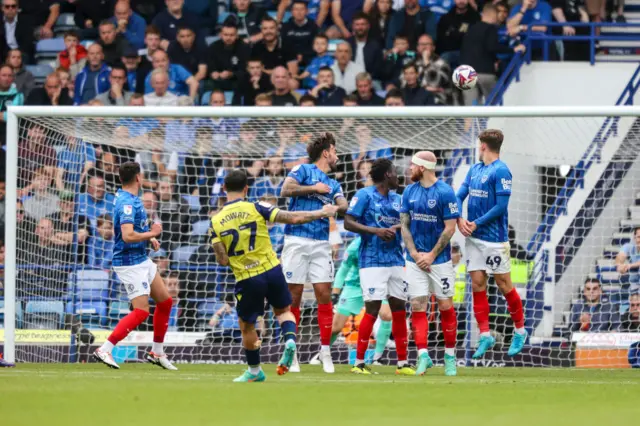 Alex Mowatt scores a free-kick