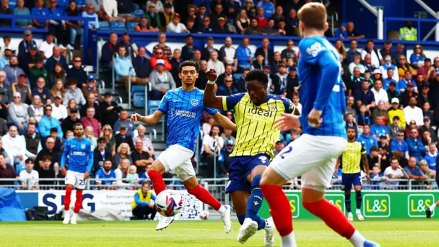 Josh Maja of West Bromwich Albion scores