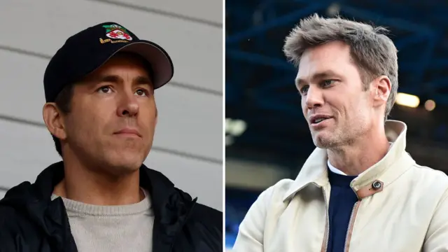 Ryan Reynolds pictured on the left and Tom Brady on the right