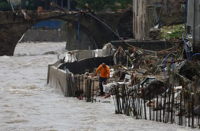 The banks of the Biala Ladecka River in Poland have burst