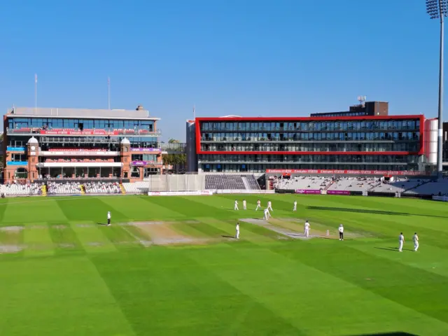 A sunny Old Trafford as Somerset field against Lancashire