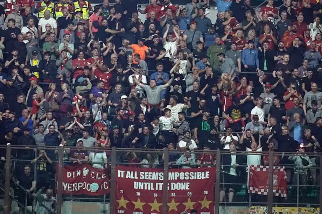 Supporters of Liverpool FC at the San Siro