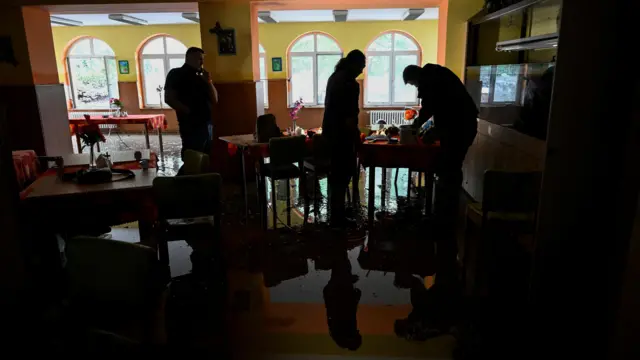 People inside flooded home for the elderly in Ostrava