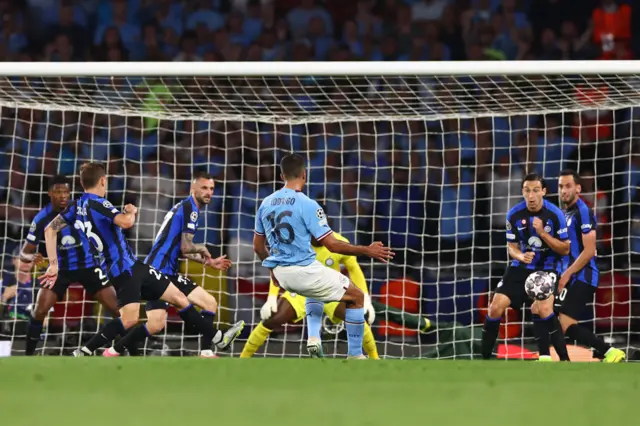 Rodri scores the only goal of the Champions League final against Inter Milan in 2023