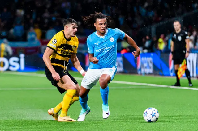 Nathan Ake playing for Manchester City at Young Boys in the Champions League last season