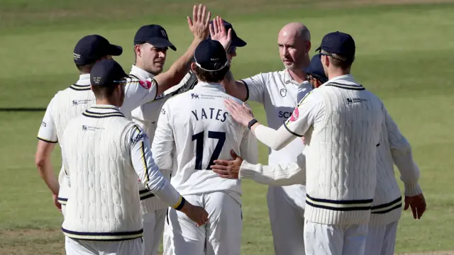 Chris Rushworth takes a wicket