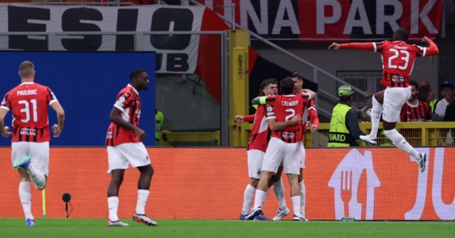 AC Milan celebrate their opening goal