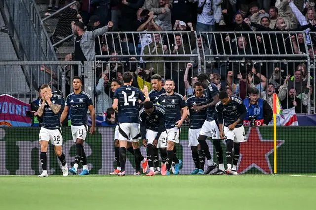 Youri Tielemans of Aston Villa celebrates after scoring his team's first goal