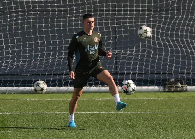 Manchester City's Phil Foden during training