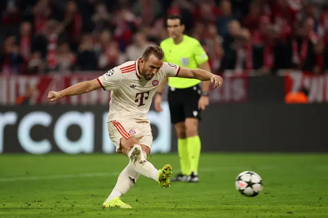 Harry Kane of Bayern Munich scores