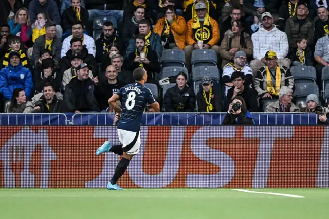 Youri Tielemans of Aston Villa scores