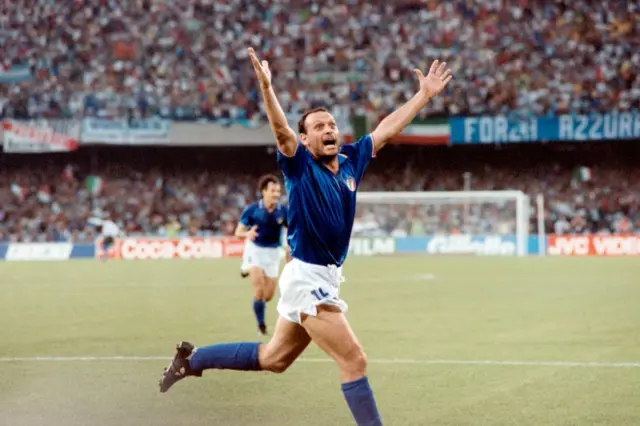 Toto Schillaci celebrates