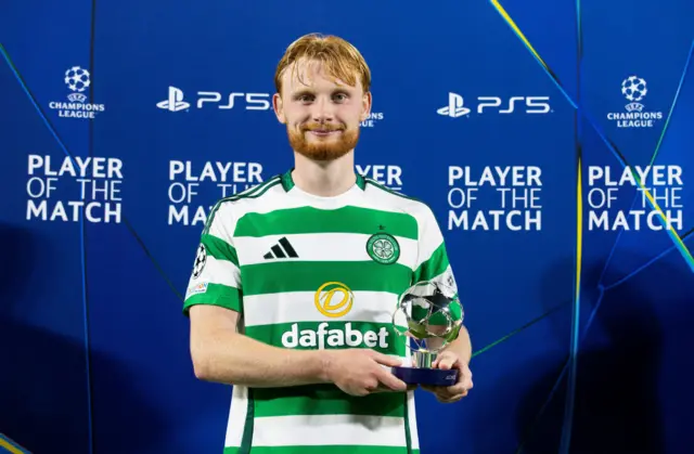 Liam Scales with his player of the match award