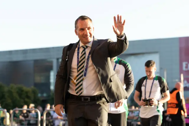 Brendan Rodgers arriving at Celtic Park