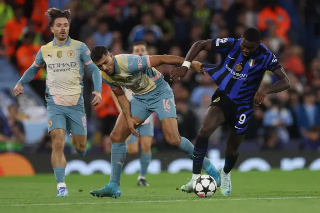 Thuram wriggles away from Rodri's challenge