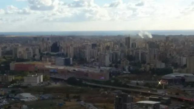 Smoke rising over Beirut