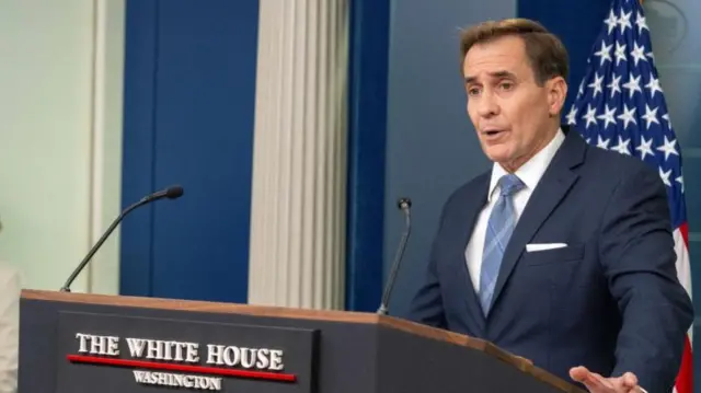 Kirby speaks at a White House lectern