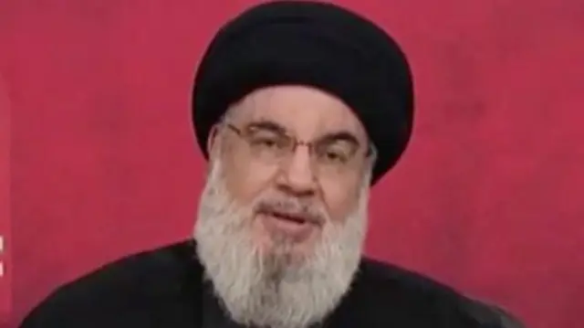 Hassan Nasrallah, speaking on television last month