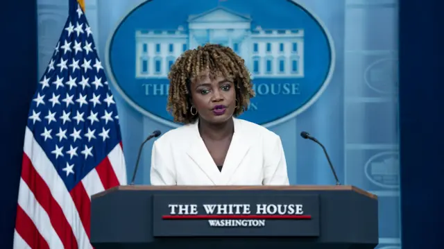 White House Press Secretary Karine Jean-Pierre speaks during the daily press briefing