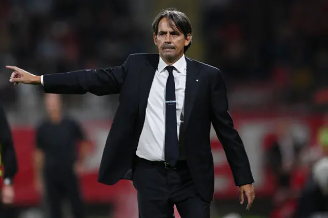 Inzaghi directs his team from the touchline