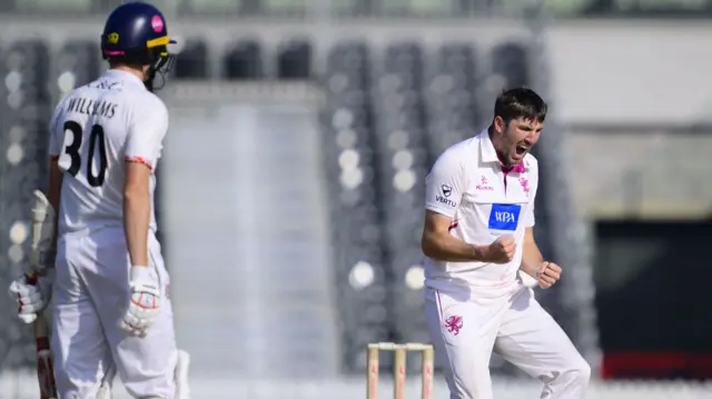 Craig Overton takes a wicket