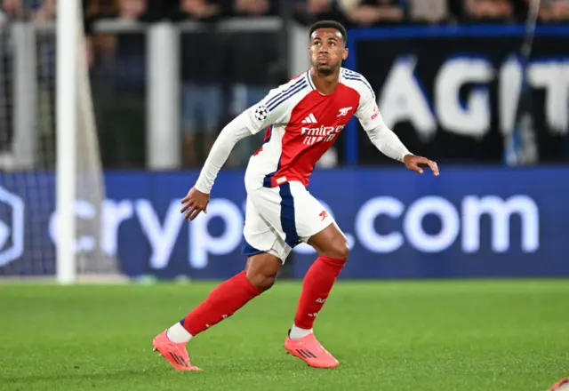 Gabriel focuses on the ball as it approaches him