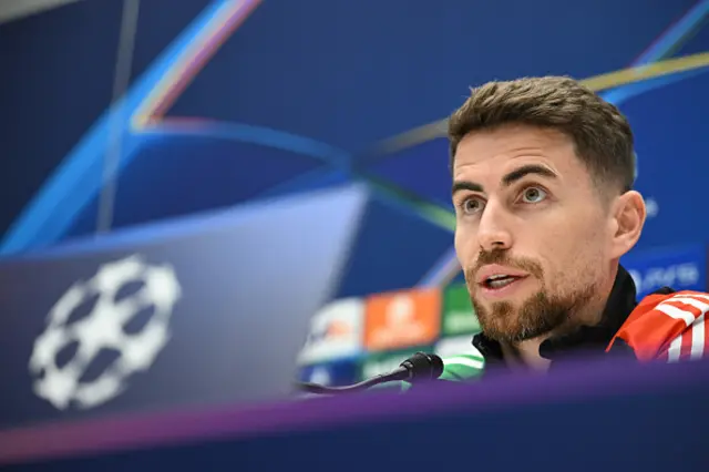 Jorginho of Arsenal attends a press conference