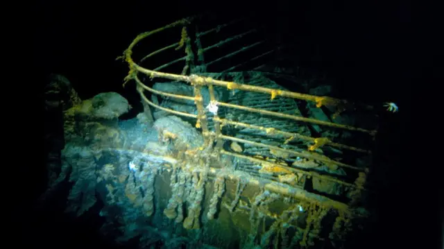 Titanic bow is seen during a dive at the resting place of the Titanic's wreck, July, 1986.