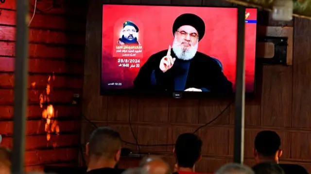 Hassan Nasrallah speaking last month