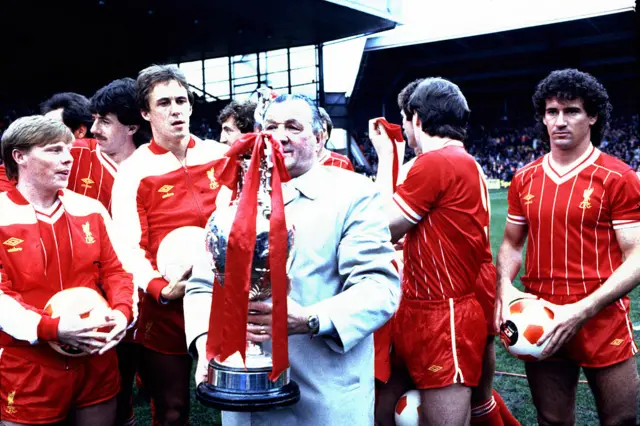 Bob Paisley with the First Division trophy