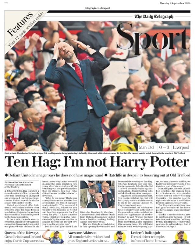 Telegraph sport page