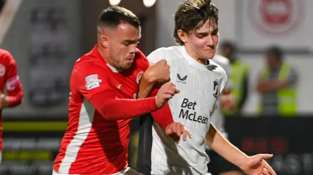 First-half action from Larne's game against Glentoran at Inver Park