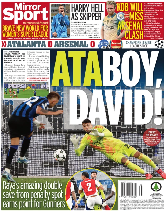 Back page of the Daily Mirror on 20 September 2024