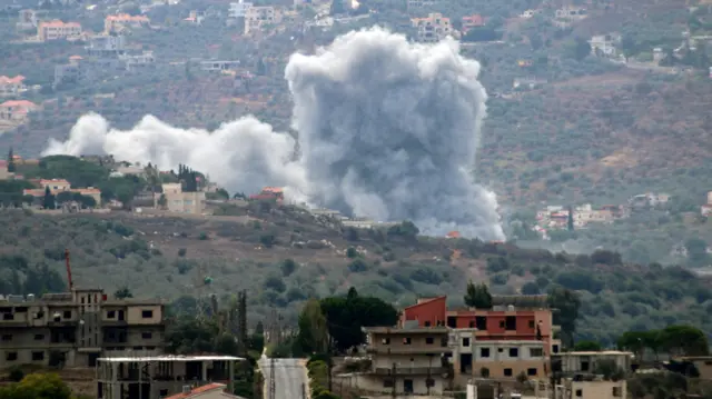 Smoke rises from the southern Lebanese village of Kfar Kila