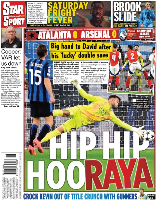 Back page of the Daily Star on 20 September 2024