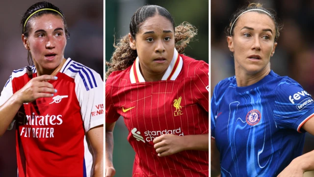 Split picture of Mariona Caldentey, Olivia Smith and Lucy Bronze