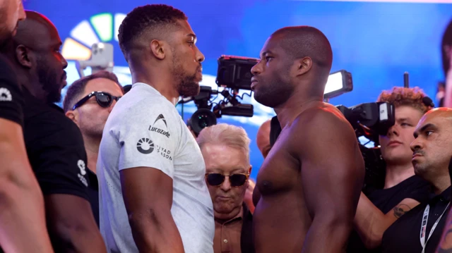 Anthony Joshua faces off with Daniel Dubois