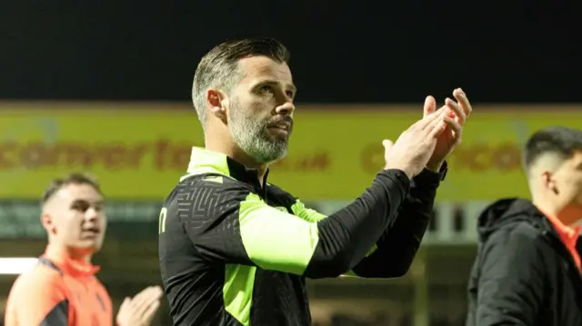 MOTHERWELL, SCOTLAND - SEPTEMBER 20: Motherwell manager Stuart Kettlewell celebrates at full time during a Premier Sports Cup quarter-final match between Motherwell and Dundee United at Fir Park, on September 20, 2024, in Motherwell, Scotland. (Photo by Craig Foy / SNS Group)